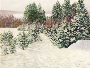 Verschneite Winterlandschaft Mit Tannen by Victor Olgyai