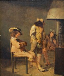 An Interior Scene With Three Gentlemen Smoking An Interior Scene With Three Gentlemen Smoking