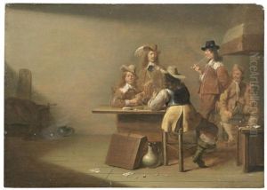 Soldiers Smoking And Playing Cards In An Interior by Jan Olis