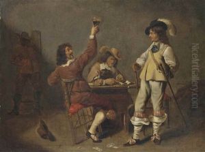 Cavalry Men Drinking, Smoking And Playing Cards In An Interior Cavalry Men Drinking, Smoking And Playing Cards In An Interior