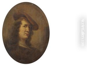 Portrait Of A Gentleman, Bust-length, In A Brown Cloak And Hat (+ Portrait Of A Lady, Bust-length, In A Brown Fur-trimmed Cloak; Pair) by Jan Olis