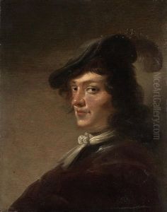 Portrait Of A Man,in A Brown Coat, And A Black Hat With A Feather Portrait Of A Man,in A Brown Coat, And A Black Hat With A Feather