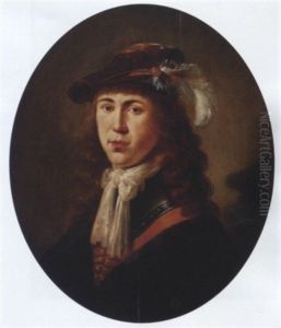 Portrait Of A Young Man In Armour And A Black Coat, A Red Vest And A White Chemise, A Feathered Brown Velvet Cap Upon His Head by Jan Olis