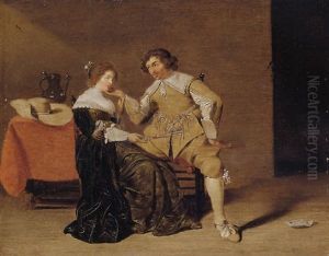 An Elegant Couple Flirting In An Interior by Jan Olis
