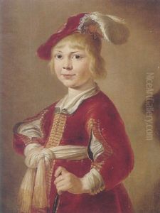 Portrait Of A Boy Holding A Bow