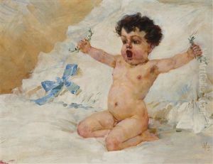 Child In A Cot by Viktor Oliva