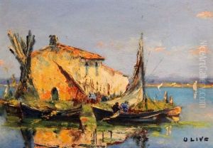 Fishing Boats Beside And Island House, Martigul ?? Fishing Boats Beside And Island House, Martigul ??