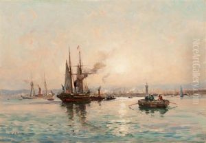 Effet De Soleil Sur L'entree Du Port De Marseille by Jean Baptiste Olive