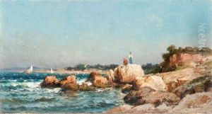 Pecheurs Sur La Corniche A Marseille by Jean Baptiste Olive
