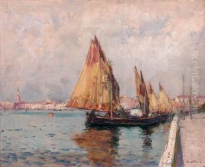 Voiliers Amarres A Venise by Jean Baptiste Olive