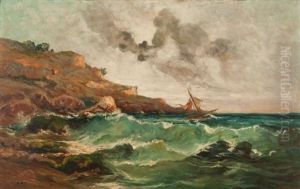 Bateau Dans La Tempete by Jean Baptiste Olive