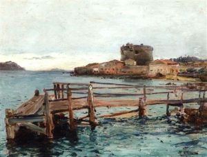 Chateau En Bord De Mer, Mer Mediterrannee by Jean Baptiste Olive