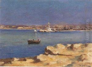 Barque Devant Le Port by Jean Baptiste Olive