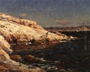 Pecheurs Sur Les Rochers A Montredon by Jean Baptiste Olive
