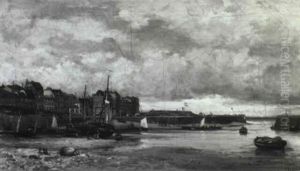 Le Treport, Cote De La Batterie Et Du Phare A Maree Basse by Jean Baptiste Olive