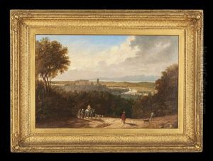 Landscape With Figures, Estate And Meandering River by William Oliver the Elder
