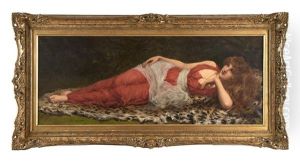 Vilande Skonhet Pa Leopardskinn by William Oliver the Younger