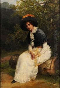 A Young Lady Seated At The Edge Of A Wood by William Oliver the Younger