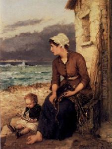 Awaiting Father's Return by William Oliver the Younger