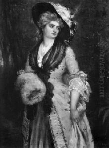 Portrait Of A Lady In A Yellow Silk Dress by William Oliver the Younger