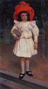 Retrato De Nina Con Abanico Y Sombrero Rojo Retrato De Nina Con Abanico Y Sombrero Rojo