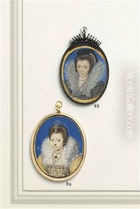 A Young Lady, Called Lady Arabella Stuart (1575-1615), In Gold Dress With Embroidered Pearl-bordered Bodice And Gold Sleeves, White High-standing Lace... A Young Lady, Called Lady Arabella Stuart (1575-1615), In Gold Dress With Embroidered Pearl-bordered Bodice And Gold Sleeves, White High-standing Lace...