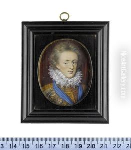 Henry, Prince Of Wales, Before Red Drapery, Wearing Damascened Armor, White Lace Ruff, Blue Ribbon Of The Order Of The Garter About His Neck