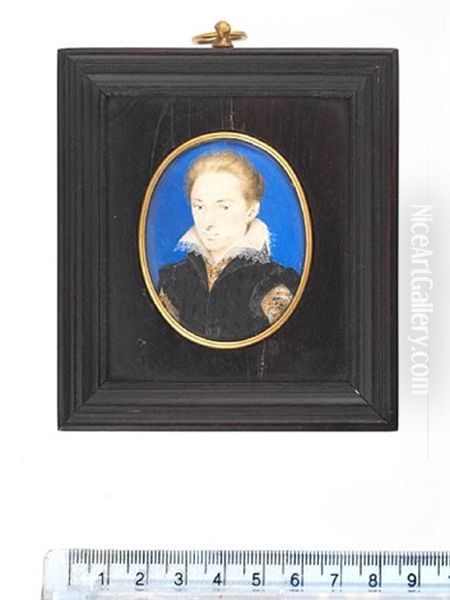 A Gentleman Henry Frederick Prince Of Wales ?) Wearing A Black Figured Doublet Cut To Reveal Gold Embroidered White Under-doublet - view 1