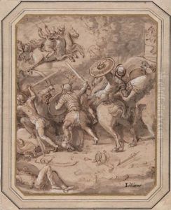 Reitergefecht Zwischen Dem Heer Der Habsburger Und Den Turken by Isaac Oliver