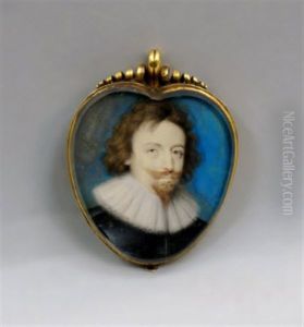 Portrait Of A Gentleman, Head And Shoulders Turned To The Right In A Black Coat With White Lace Ruff by Peter Oliver