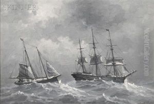 Two Ships In A Storm by Thomas Clarkson Oliver