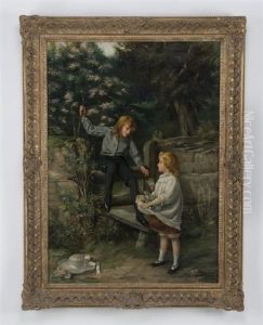 Children In Garden by William Oliver