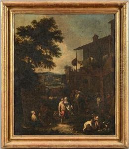 Paysans Devant Une Auberge, Le Repas Des Paysans (2 Works) by Pietro Domenico Olivero