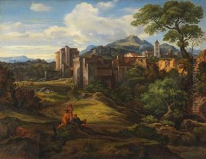 Campagnalandschaft Mit Befestigter Stadt by Johann Heinrich Ferdinand Olivier