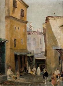 Rue Animee, Mosquee A Tunis by Georges Olivier