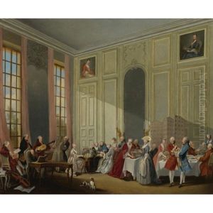 Mozart Giving A Concert In The Salon Des Quatre-glaces Au Palais Dutemple In The Court Of The Prince De Conti by Michel Barthelemy Olivier