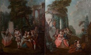 Scenes Galantes (pair) by Michel Barthelemy Olivier