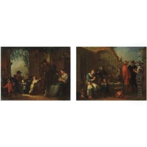 Scene Di Genere (pair) by Pietro Domenico Oliviero