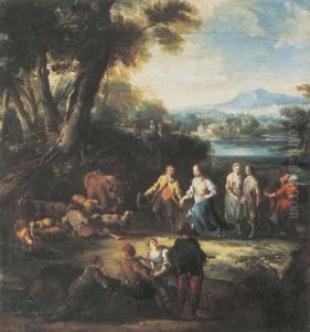 Countryfolk Dancing In An Italianate Landscape Countryfolk Dancing In An Italianate Landscape