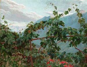 Parti Fra Civita D'antino Med Vinstokke Og Blomster Parti Fra Civita D'antino Med Vinstokke Og Blomster