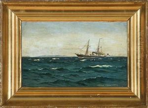 Marine With A Steamship On Open Sea