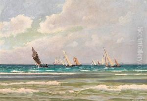 Blick Uber Eine Bucht Mit Segelbooten Auf Regatta