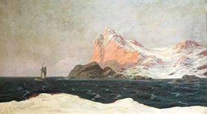 Landscape With Snow-covered Mountains And Ships On The Sea