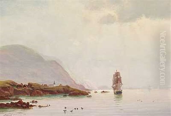 Marine Med Sejlskib Ud For En Klippekyst (norge?) - view 1