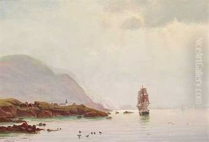 Marine Med Sejlskib Ud For En Klippekyst (norge?) by Alfred Olsen