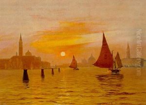 Canal Grande. S. Maria Salute I Baggrunden, Venedig