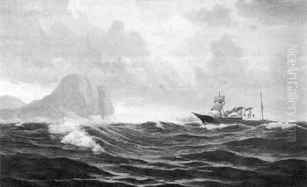 Marine Med Skib Udfor Klippekyst - view 1