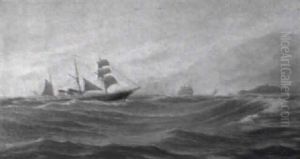 Marine Med Skibe Udfor Norske Kyst by Alfred Olsen