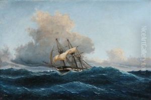 A Barque In Rough Sea by Carl Julius Emil Olsen