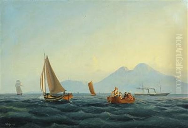 Seascape With Fishermen Looking For Their Fishing Nets At Sea - view 1